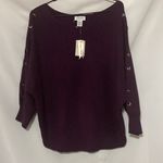 Carmen Marc Valvo NWT CARMAN MARC VALVO WO SIZE XL EGGPLANT COLOR SWEATER GOLD CRISS CROSS ACCENTS Photo 1