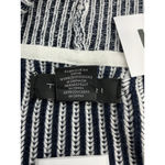 Tahari Womans Cardigan Sweater Large Navy White Stripe Long Sleeve Open Front Photo 3