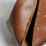 MADE IN ITALY GENUINE LEATHER BROWN FLAP STUD BAGUETTE Silver Photo 4