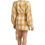 Acler Balloon Sleeve Sutherland Canary Check‎ Wrap Mini Dress Yellow US 10 $395 Photo 1