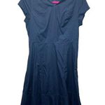 Womens Midi Dress Large Cotton Stretch Workwear Casual Career Modest Minimalist Blue Photo 0