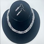 Beaded Necklace Earrings Set Glass Beads Faux Pearls Formal Wedding Gift Elegant Purple Photo 1