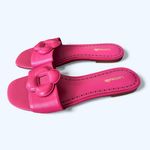 Larroudé Floral Flat Slide Sandals Hot Pink Leather Women’s Size 8 Chic Feminine Photo 2