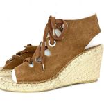 Ash Patty Suede Lace Up Espadrille Wedge Ankle Strap Cutouts Brown Size 41 Photo 8