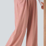 Halara Flex High Waisted Pocket Wide Leg Waffle Work Pants Rose Women’s Medium Photo 0