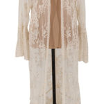 Adiva Lace Duster Kimono Womens Sheer Embroidered Boho Festival Beachy Size L White Size L Photo 0
