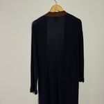Eileen Fisher New Long Knit Navy Contrast Trim Side Slit Cardigan Large Petite Photo 4