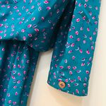 Vintage Turquoise and pink Midi Dress Sz 8. Blue Photo 7