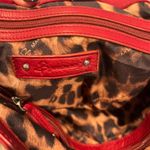 B Makowsky Red leather bag with cheetah inside Photo 6