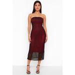 Charlotte Russe Y2K  Beaded Rose Mesh Strapless Midi Dress Red Goth Dark Romantic Photo 2