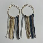 Boho Fringe Hoop Earrings Gold Neutral Colors Gold Photo 2