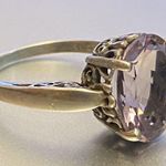 Vintage KABANA Sterling Silver Oval Amethyst Ring Size 9 Ornate Photo 1