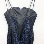 Watters & Watters Navy Brocade Satin Dress Convertible Strapless Textured Size 6 Blue Photo 9