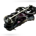 Antique Victorian Paste Brooch Gothic Revival Dark Patina Metal Pink Photo 10