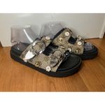 Jin Duo Sandals Womens Size 10 Brown Floral Buckle Slide Platform Shoes Photo 2