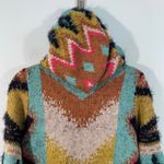 Maxsport Multicolor Aztec Southwestern Boho Eyelash Knit Hooded Cardigan Size S Photo 7