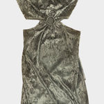 Luna Chix Champagne Crushed Velvet Midi Dress with Side Cutouts and Side Slit Tan Size L Photo 0