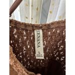 Zenana  Lace Cross Strap Cami Padded Bralette Smocked Back Tiered Brown Dress L Photo 3