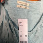 Urban Outfitters Blue Puff Sleeve Blouse with Bib Collar and Ruched Peplum Photo 2