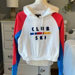 Forever 21 Club Ski White Pullover Cropped Hoodie Womens Large Sweatshirt Photo 2