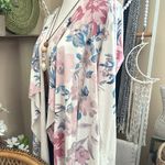 Cloth & Portrait Floral Faux Suede Open Lightweight Waterfall Cardigan Size M Photo 4