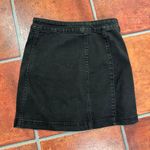 Free People  Black Front Button Stretch Denim Skirt Size 0 Photo 4