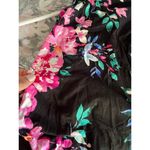 EXPRESS  Women's Black Multicolor Floral Print Plunging V-neck Bodysuit Size M Photo 4