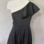 Theia Lara Black One Shoulder Mini Knee‎ Length Dress Size 0 Flutter Sleeve Photo 5