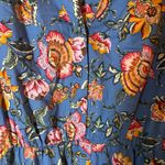 Joie  Floral Print V Neck Elastic Waist Midi Dress Blue Pink Yellow Size 8 Photo 5