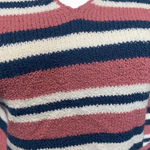 Cherokee  Pullover Sweater Womens Pink Blue Striped Ribbed Long Sleeve Size XL Photo 4