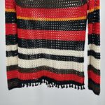 Amisu  Colorful Striped open Knit crochet Sweater tassels fall coverup S neutral Photo 3