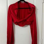 House Of CB Red Laraine Cherry Silk Blouse Small Photo 2