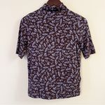 Madewell Drapey Mock neck Top in Floral Blue Size Medium Short Sleeves Photo 1