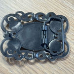 Vintage Gunmetal Pewter Faux Turquoise & Rhinestone Ladies Belt Buckle Gold Photo 2