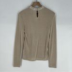 Endless Rose  Metallic Gold‎ Stretch Jersey Liquid Knit Embellished Neck Top M Photo 6