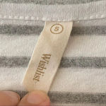 Wishlist White Gray Stripe T-shirt Tunic Dress Top Small Ruffle Sleeves Pockets Photo 3