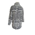 ZARA Houndstooth Patterned Coat Size L Black & White Faux Pocket Winter Peacoat Photo 1