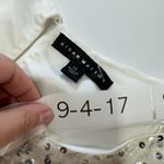 Aidan Mattox Dress Womens Size 14 White Silver Cold Shoulder Sequin Silk Party Photo 4