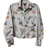 Banana Republic Banana‎ Republic The Boxy Cropped 100% Linen Zoo Safari Print Shirt Size Medium Photo 1