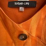 Sugar Lips  Rust Spaghetti Strap Tonal Stripe Button Accent Cami Tank Top Small Photo 7