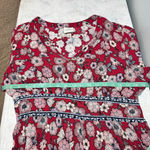 Knox Rose Floral V-Neck Short Sleeve Maxi Dress M Boho Red Blue Photo 3