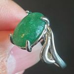 Green jade S925 silver ring size 8.75 Photo 3