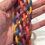 Vintage women’s XL multicolor, braided leather belt Brown Photo 2