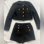 Black Cropped Jacket and Shorts Set with Gold Buttons Size XS Photo 2
