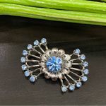 Vintage Unsigned Juliana? Blue Sprayed V Pin Back Mini Brooch Photo 1