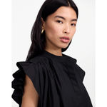 Madewell Flutter Sleeve Button Front Mini Dress Poplin Black Relaxed XS NWT Photo 4