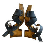 Korks Bagley Platform Cool Grey Leather Studded Chunky Heeled Strappy Sandals 8M Gray Size 8 Photo 4