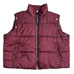 Juicy Couture Off Sleeve Puffer Jacket Burgundy Logo Print Full Zip Women's Med Photo 4