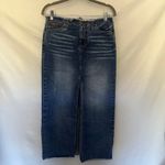 Vtg LEI Y2K Maxi Jean Skirt Sz 5 Slit Fringe Festival Western Boho High Waist Blue Photo 11