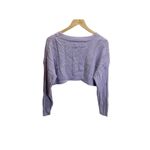 SheIn Women's Cropped Round Neck Long Sleeve Knit Sweater M Purple Cable Knit Photo 1